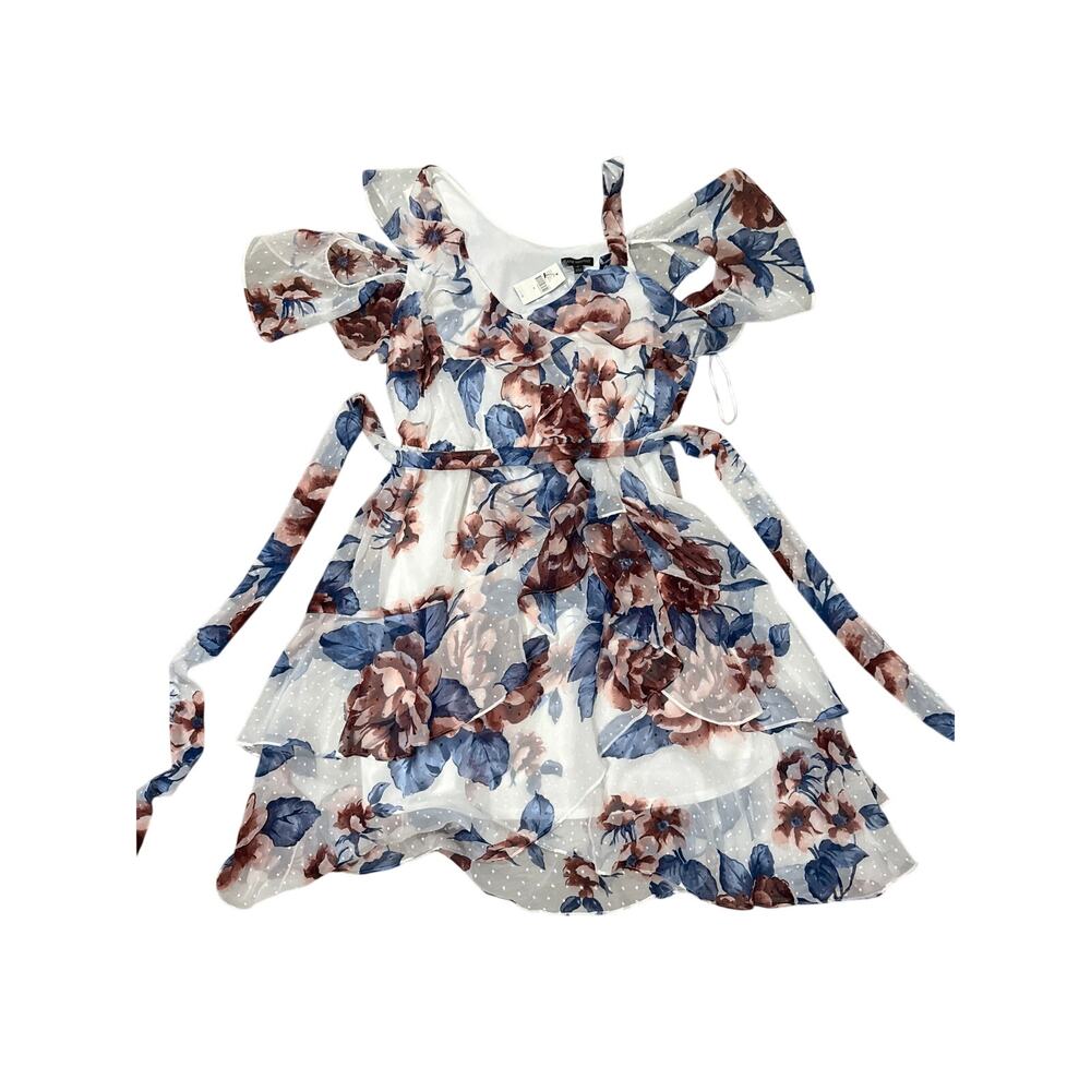 Lane Bryant Size 18 floral formal midi dress asymmetrical/cold shoulder top NWT